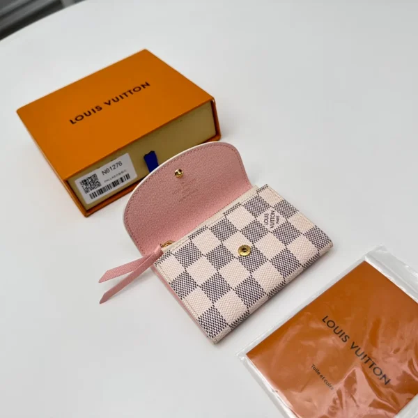 高仿LV Rosalie零錢包 | Damier Azur帆布玫瑰粉款 輕奢收納配件-N61276：圖片 6