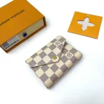 高仿LV Victorine 錢包 | Damier Azur帆布玫瑰粉女士短夾-N64022：圖片 4
