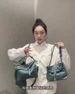 高仿羅意威/LOEWE 單肩包草綠色：圖片 5