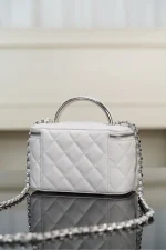 Chanel/香奈兒 隱藏款 手柄長盒子包 白色荔枝牛皮：圖片 12