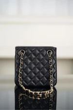 Chanel/香奈兒 25C Mini Tote 黑金荔枝牛皮款：圖片 12
