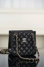 Chanel/香奈兒 25C Mini Tote 黑金荔枝牛皮款：圖片 13