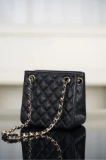 Chanel/香奈兒 25C Mini Tote 黑金荔枝牛皮款：圖片 15