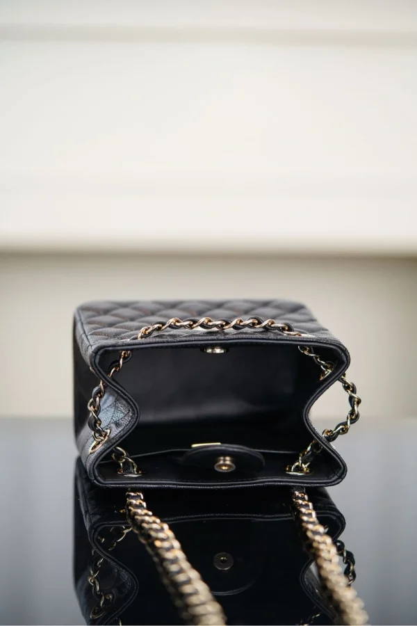Chanel/香奈兒 25C Mini Tote 黑金荔枝牛皮款：圖片 16