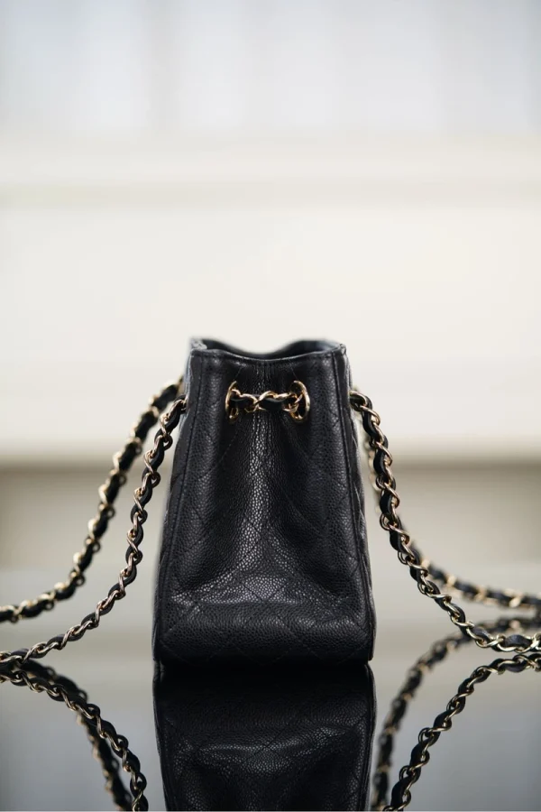 Chanel/香奈兒 25C Mini Tote 黑金荔枝牛皮款：圖片 18