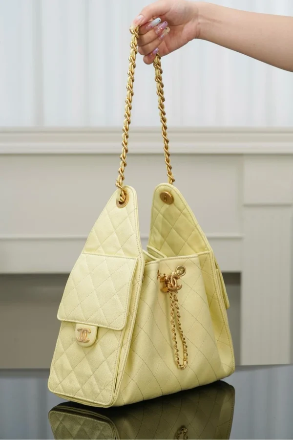 Chanel/香奈兒 25S Small Hobo 抽绳水桶包 小鷄黃：圖片 14