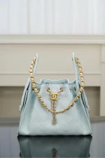 Chanel/香奈兒 25S Small Hobo 抽绳水桶包 蒂芙尼蓝：圖片 11