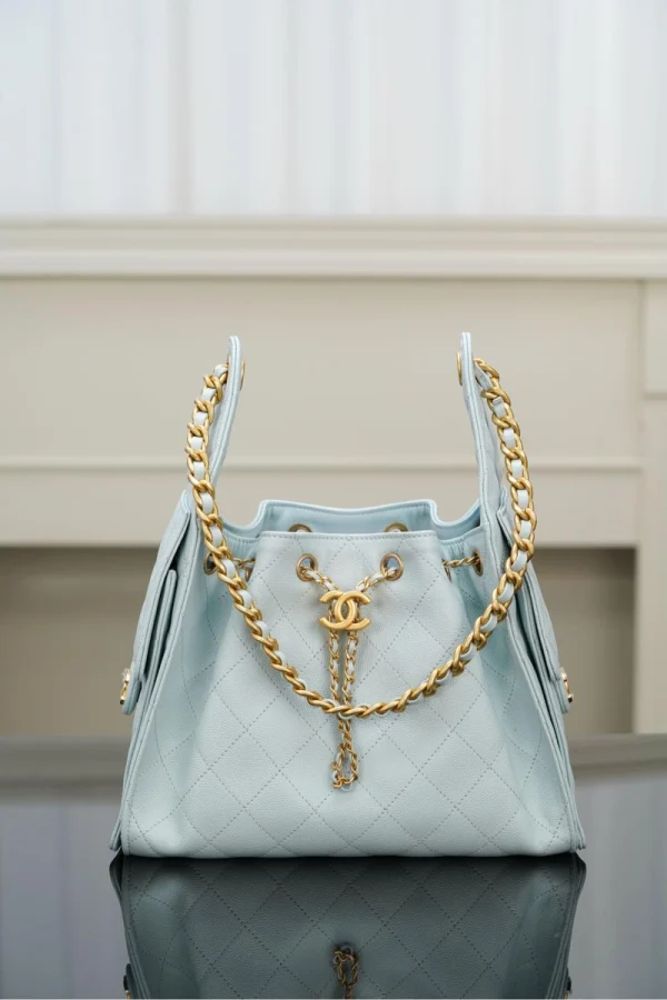 Chanel/香奈兒 25S Small Hobo 抽绳水桶包 蒂芙尼蓝：圖片 11