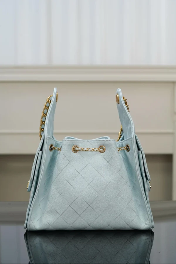 Chanel/香奈兒 25S Small Hobo 抽绳水桶包 蒂芙尼蓝：圖片 12
