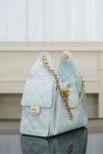 Chanel/香奈兒 25S Small Hobo 抽绳水桶包 蒂芙尼蓝：圖片 13