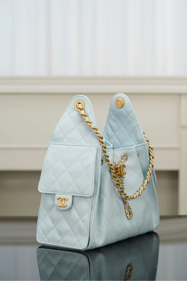 Chanel/香奈兒 25S Small Hobo 抽绳水桶包 蒂芙尼蓝：圖片 13