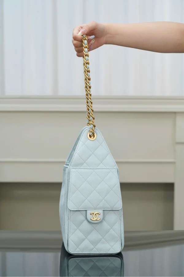 Chanel/香奈兒 25S Small Hobo 抽绳水桶包 蒂芙尼蓝：圖片 16