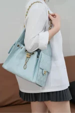 Chanel/香奈兒 25S Small Hobo 抽绳水桶包 蒂芙尼蓝：圖片 2
