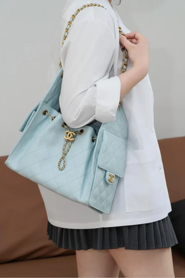 Chanel/香奈兒 25S Small Hobo 抽绳水桶包 蒂芙尼蓝：圖片 2