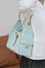 Chanel/香奈兒 25S Small Hobo 抽绳水桶包 蒂芙尼蓝：圖片 3