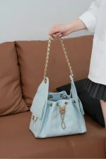 Chanel/香奈兒 25S Small Hobo 抽绳水桶包 蒂芙尼蓝：圖片 6