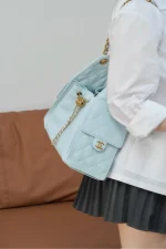 Chanel/香奈兒 25S Small Hobo 抽绳水桶包 蒂芙尼蓝：圖片 10