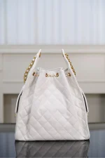 Chanel/香奈兒 25S Small Hobo 抽绳水桶包 白金色：圖片 11