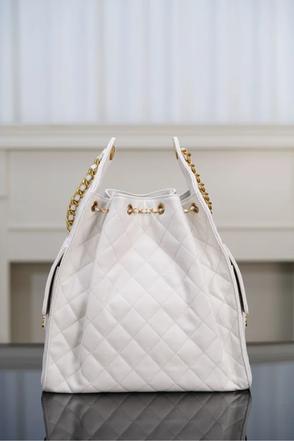Chanel/香奈兒 25S Small Hobo 抽绳水桶包 白金色：圖片 11