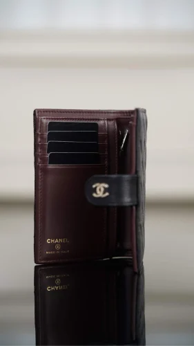 Chanel/香奈兒 24k 護照夾錢包 | 黑金荔枝牛皮：圖片 7
