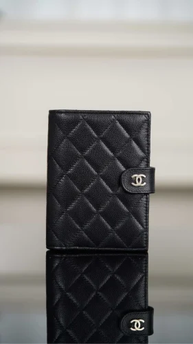 Chanel/香奈兒 24k 護照夾錢包 | 黑金荔枝牛皮：圖片 2