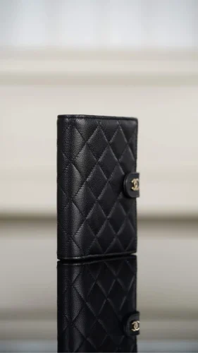 Chanel/香奈兒 24k 護照夾錢包 | 黑金荔枝牛皮：圖片 4