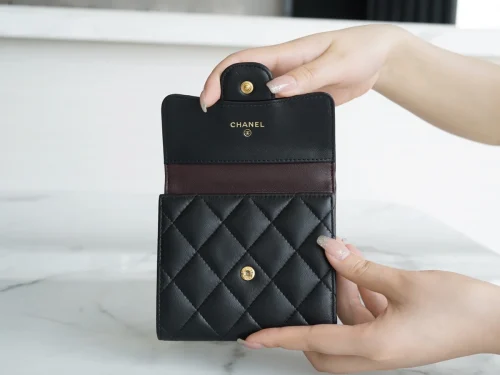 Chanel/香奈兒 Classic Flap 經典三折錢包 | 黑羊金：圖片 7