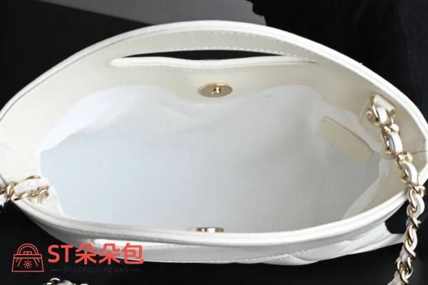 高仿香奈兒/Chanel 25P Nano白色菱格紋鏈條包：圖片 10