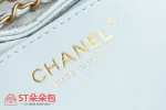 高仿香奈兒/Chanel 25S 菱格紋抽繩鏈條淺藍色水桶包：圖片 9