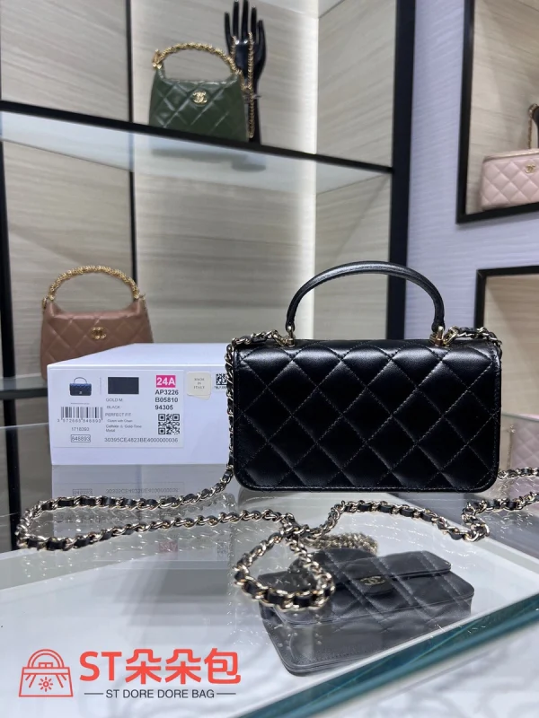 高仿香奈兒/Chanel 經典經典 Mini Classic Flap 黑色迷你鏈條包：圖片 3