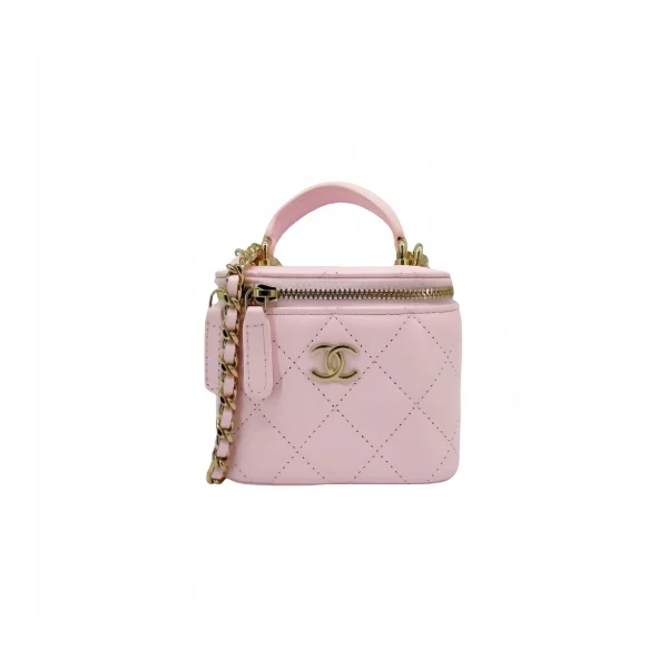 高仿香奈兒/Chanel Vanity Case粉色迷你箱型手袋