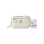 高仿香奈兒/Chanel Vanity Case 白色方形鏈條小箱子包