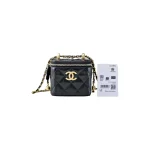 高仿香奈兒/Chanel Vanity Case Mini Vanity with Chain 黑色迷你帶鏈化妝包