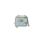 高仿香奈兒/Chanel Vanity Case 迷你鏈條方盒包 淺藍色