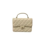 高仿香奈兒/Chanel Premiere經典菱格紋翻蓋手提包米白色