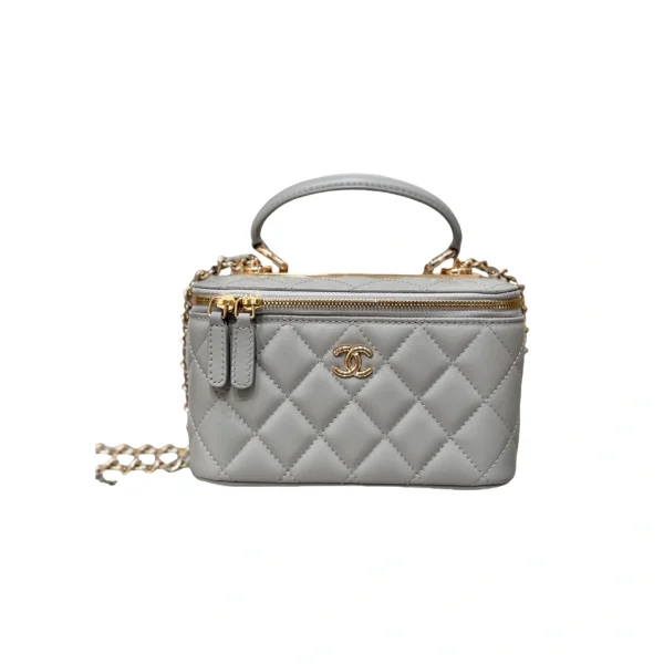 高仿香奈兒/Chanel  Vanity Case 淺灰色小型化妝包