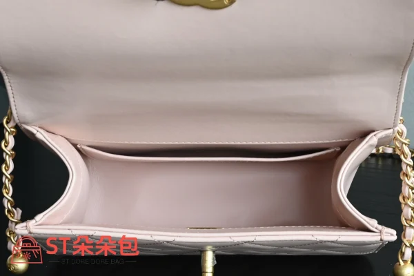 高仿香奈兒/Chanel Premiere 菱格紋翻蓋鏈條包 粉色：圖片 10