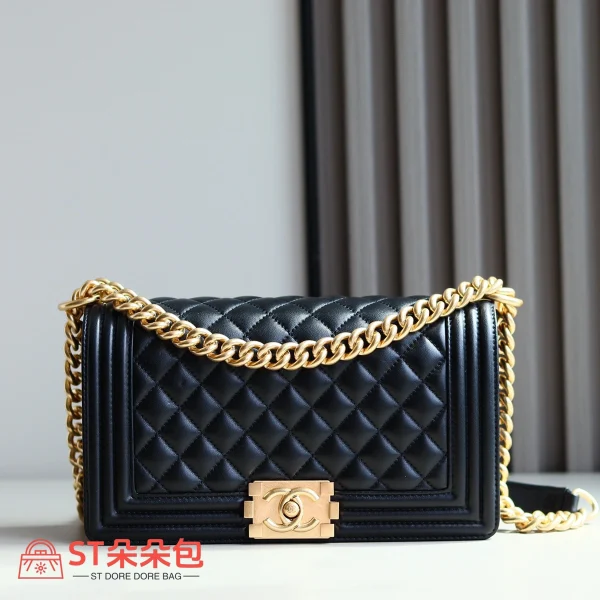 高仿香奈兒/Chanel Leboy系列25cm中號黑色肩背包：圖片 2