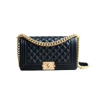 高仿香奈兒/Chanel Leboy系列25cm中號黑色肩背包