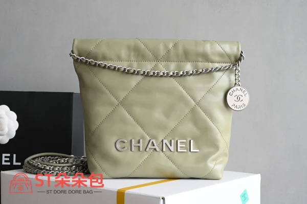 高仿香奈兒/Chanel Cambon系列 菱格紋鏈條單肩包 淺綠色：圖片 2