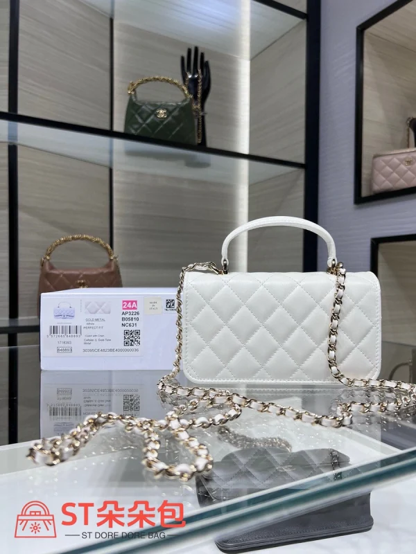 高仿香奈兒/Chanel CF系列白色迷你Classic Flap手提單肩包：圖片 3
