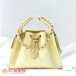 高仿香奈兒/CHANEL 25C Hobo 肩背包｜魚子醬小牛皮亮黃色：圖片 2