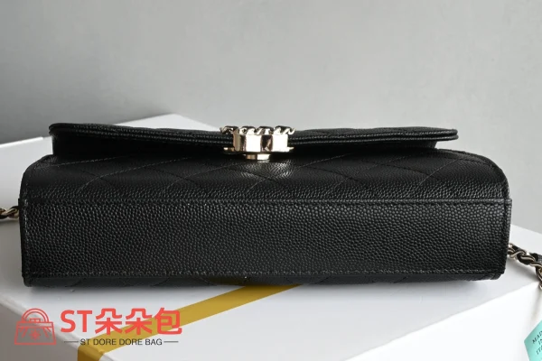 高仿香奈兒/Chanel Wallet on Chain 翻蓋式鏈條肩背包 黑色：圖片 4