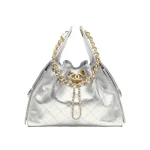 高仿香奈兒/CHANEL 25C Hobo 肩背包｜金屬亮面銀色