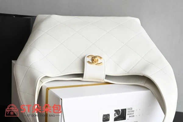 高仿香奈兒/Chanel Hobo系列 白色鏈條絎縫Hobo手提包：圖片 6