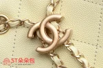 高仿香奈兒/Chanel 25C菱格紋鏈條托特包 淡黃色：圖片 6