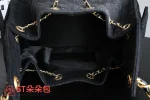 高仿香奈兒/Chanel Deauville 絎縫菱格紋雙C鏈條抽繩托特包 黑色：圖片 10