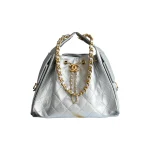 高仿香奈兒/Chanel 22 Bag 抽繩式鏈條手提包 銀色