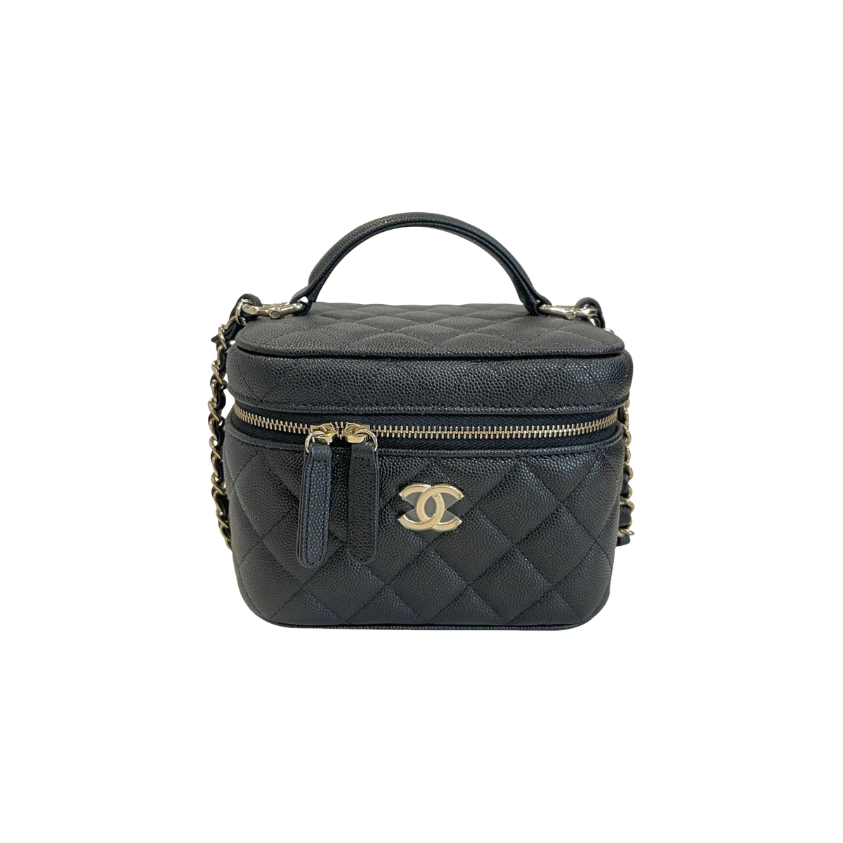 高仿香奈兒/Chanel Vanity Case系列方形拉鏈黑色手提化妝包 1 高仿香奈兒/Chanel Vanity Case系列方形拉鏈黑色手提化妝包
