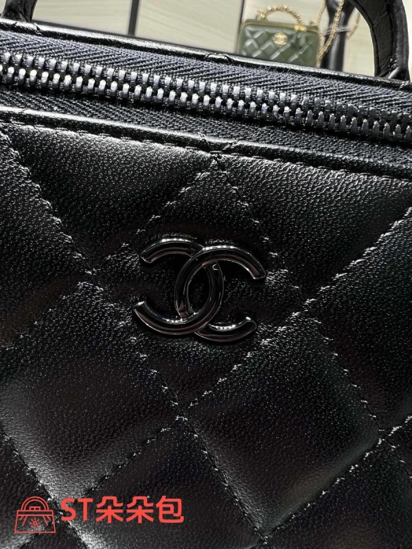 高仿香奈兒/Chanel Vanity Case黑色小型菱形格紋手提肩背包：圖片 6